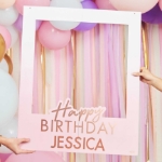 Picture of Rose Gold Foiled Personalised Happy Birthday Selfie Photo Booth Frame