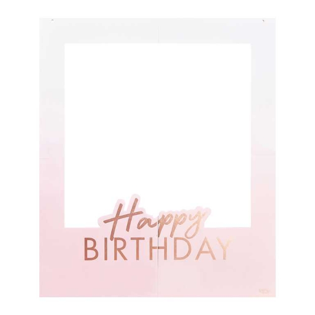 Picture of Rose Gold Foiled Personalised Happy Birthday Selfie Photo Booth Frame