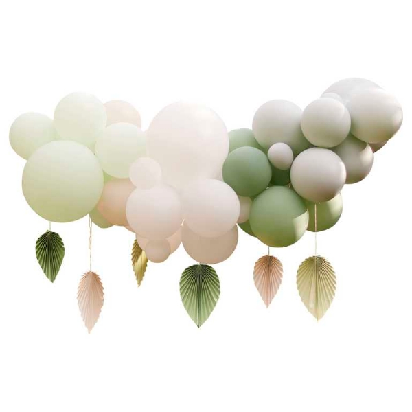 Σετ διακόσμησης με μπαλόνια και χάρτινα φύλλα βεντάλιες