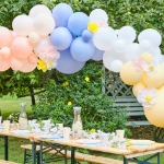Picture of Pastel Balloon Arch with Tissue Paper Flowers