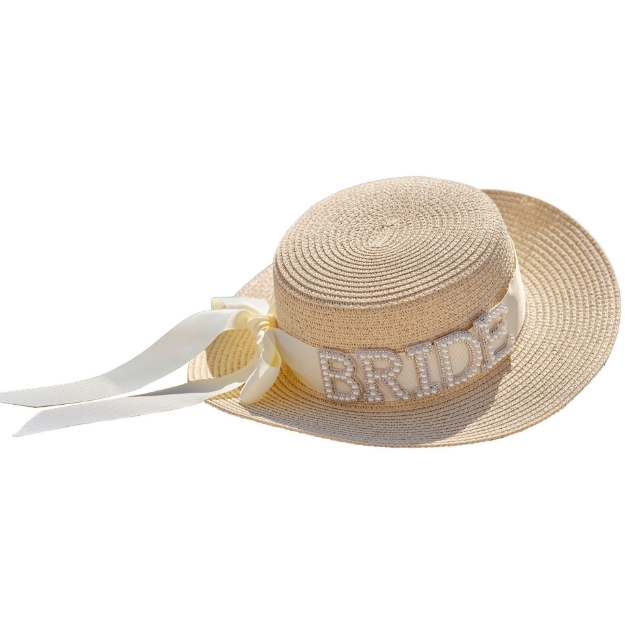 Καπέλο ψάθινο με πέρλες - Bride 