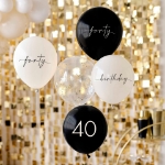 Picture of 40th Birthday Party Balloons-Black, Nude, Cream and Champagne Gold (5pcs)