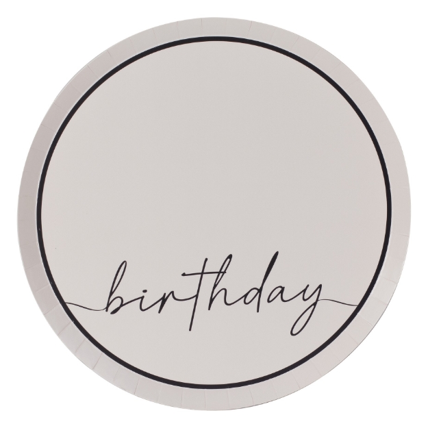 Picture of Dinner paper plates - Birthday nude and black (8pcs)