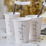 Picture of Paper cups - Birthday nude and black (8pcs)