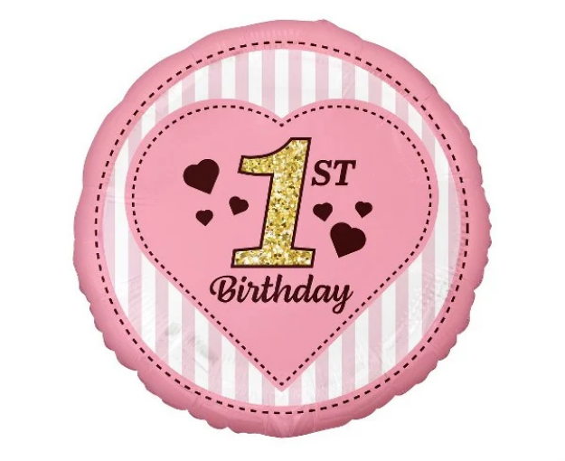 Μπαλόνι foil 1st Birthday - Ροζ