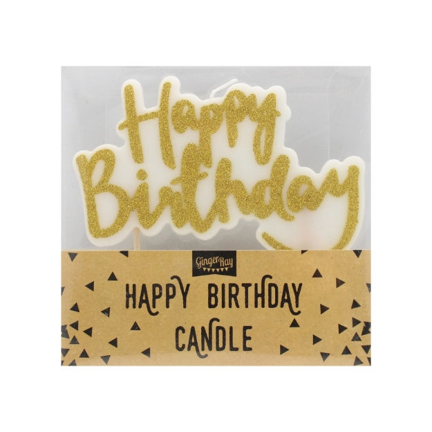 Picture of Gold Happy Birthday candle