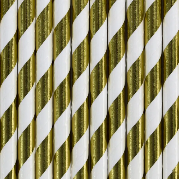 Picture of Paper straws gold stripes (10pc)