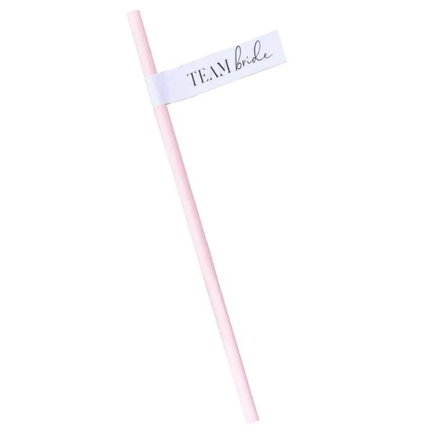 Picture of Pink Paper Straws - Team Bride (16pcs)
