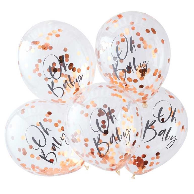 Picture of Rose gold oh baby confetti balloons