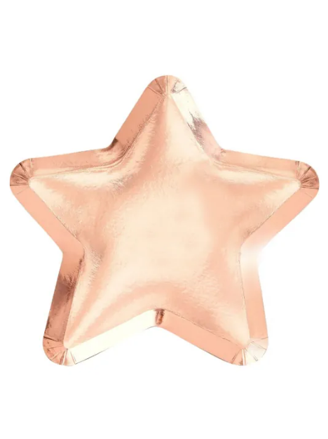 Χάρτινα πιάτα αστέρι ροζ χρυσό (8τμχ)