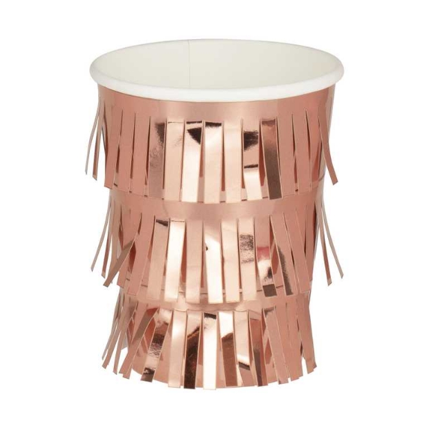 Picture of Paper cups - Rose gold with fringes (8pcs)
