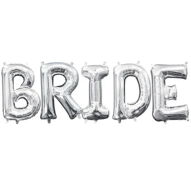 Μπαλόνια σετ BRIDE ασημί ~1μ 