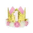 Picture of First birthday gold glitter crown