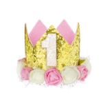 Picture of First birthday gold glitter crown