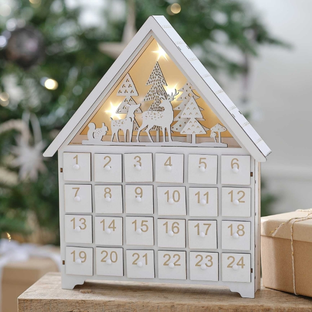 Picture of Wooden Light Up Christmas Advent Calendar