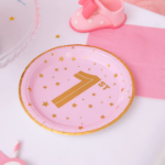 Picture of Side paper plates - 1st Birthday pink (6pcs)