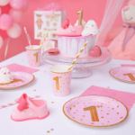 Picture of Side paper plates - 1st Birthday pink (6pcs)