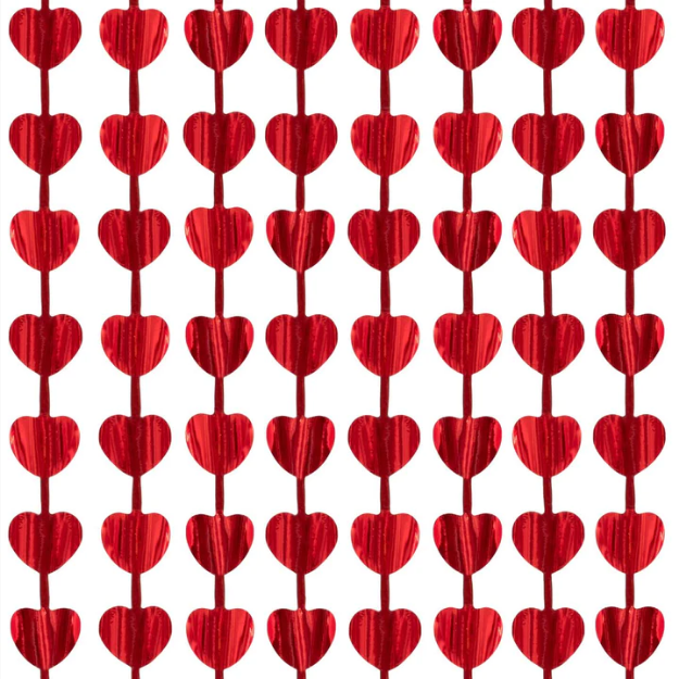 Picture of Fringe Curtain - Red with hearts (1.00m x 2.00m)
