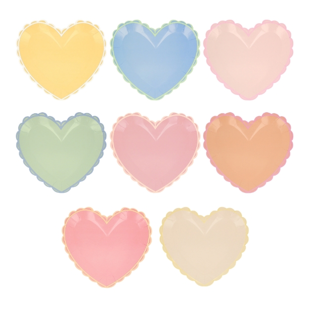 Picture of Pastel Heart Small Plates (x 8) (Meri Meri)