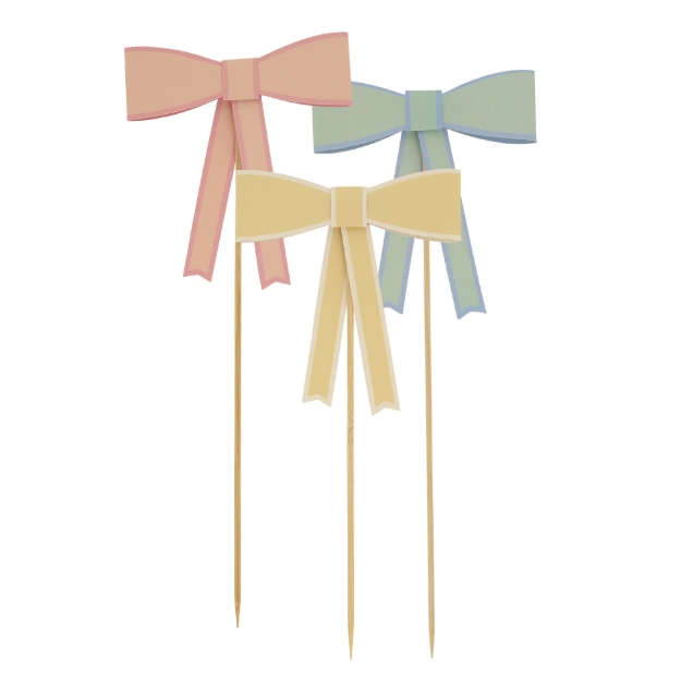 Picture of Pastel Bow Cake Toppers (x 3) (Meri Meri) 