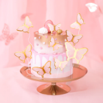 Picture of Cake toppers Pink and gold butterflies DIY 10 pcs.