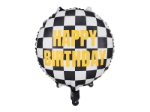 Picture of Foil balloon Happy birthday checkered flag