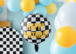 Picture of Foil balloon Happy birthday checkered flag