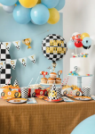 Picture of Foil balloon Happy birthday checkered flag