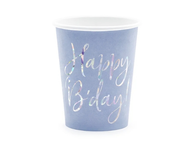 Χάρτινα ποτήρια - Happy B'day laventer blue (6τμχ) 