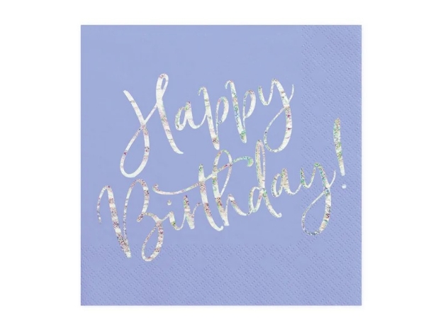 Picture of Paper napkins - Happy Birthday laventer blue (20pcs)