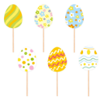 Διακοσμητικά sticks για cupcakes - Πασχαλινά Αυγά (6τμχ) 