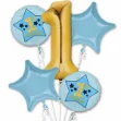 Εικόνα της Σύνθεση μπαλονιών με ήλιο - 1st birthday Γαλάζιο (5 μπαλόνια)