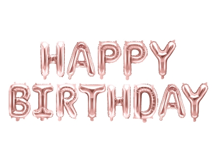 Show details for Foil Balloons Kit HAPPY BIRTHDAY rose gold Picture of Foil Balloons Kit HAPPY BIRTHDAY rose gold