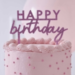 Picture of Cake topper - Happy Birthday pink glitter