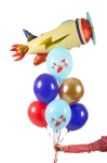 Σύνθεση μπαλονιών με ήλιο - Αεροπλανάκι (6τμχ latex + 1 foil αεροπλάνο)
