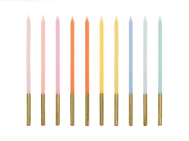 Picture of Cake Candles Long - Rainbow with gold (10pcs)