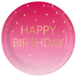 Εικόνα της Χάρτινα πιάτα φαγητού - Happy Birthday ombre ροζ (8τμχ)