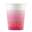 Εικόνα της Χάρτινα ποτήρια - Happy Birthday ombre ροζ (8τμχ)