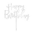 Εικόνα της Διακοσμητικό τούρτας - Happy Birthday ασημί