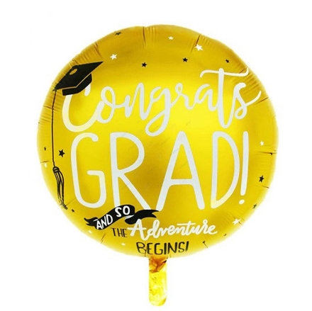 Show details for Graduation foil balloon - Congrats Grad! (gold) Picture of Graduation foil balloon - Congrats Grad! (gold)