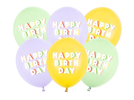 Show details for Set balloons - Happy birthday mix (6 pcs) Picture of Set balloons - Happy birthday mix (6 pcs)