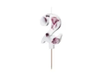 Picture of Candle number 2 white with flower petals