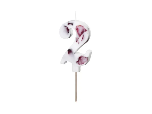 Picture of Candle number 2 white with flower petals