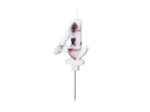 Picture of Candle number 4 white with flower petals