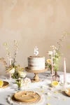 Picture of Candle number 5 white with flower petals