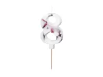 Picture of Candle number 8 white with flower petals