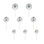 Picture of Silver Disco Ball Toppers 8 pcs set