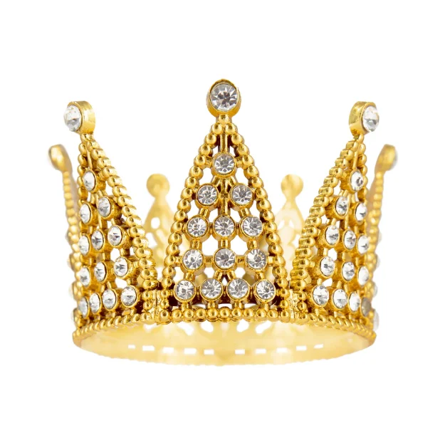 Διακοσμητικό τούρτας - Χρυσό στέμμα με ασημένια κρύσταλλα