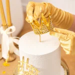 Διακοσμητικό τούρτας - Χρυσό στέμμα με ασημένια κρύσταλλα