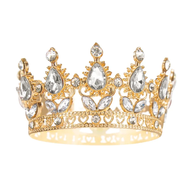 Διακοσμητικό τούρτας - Χρυσό στέμμα με ασημένια κρύσταλλα - 10εκ.